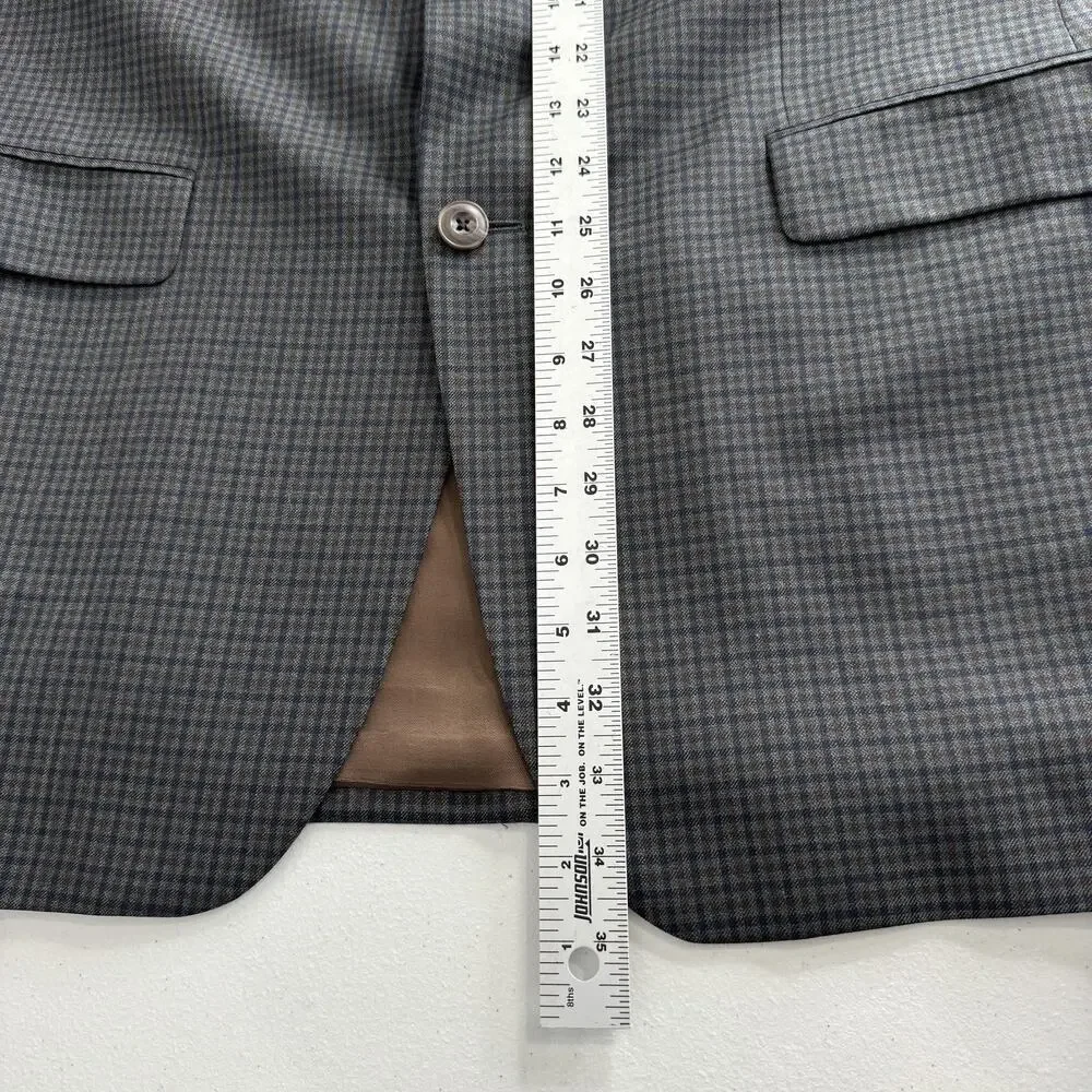 Jack Victor Vince SPJ Blazer Mens 44L Blue Gingham Check Wool Sport Coat Preppy